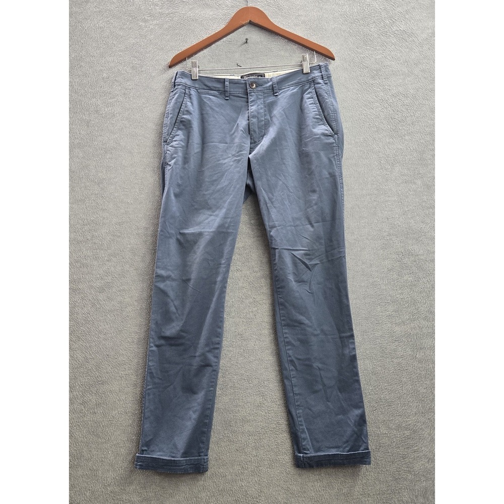 Abercrombie & Fitch Men Pants 31X32 Blue Chino Twill Langdon Slim Button 28"
